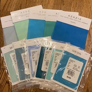 Azazie & David’s Bridal swatches - blue & green